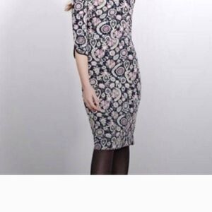 BODEN JESSIE JERSEY DAY Floral Patterned Dress - Blue/Pink/cream 3/4 POCKETS! M